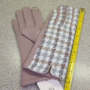 ALABAMA FANS Beige/White/Grey Houndstooth Gloves
